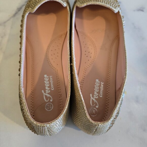 Gold Sequin Gems Slip On Flats - Picture 4 of 4